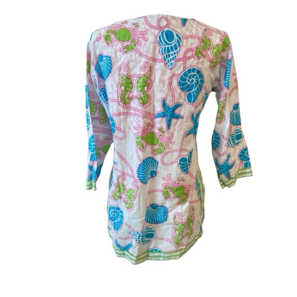 Gretchen Scott Womens Size Small Sea Life Crab Seashell Tunic Top - Picture 4 of 7